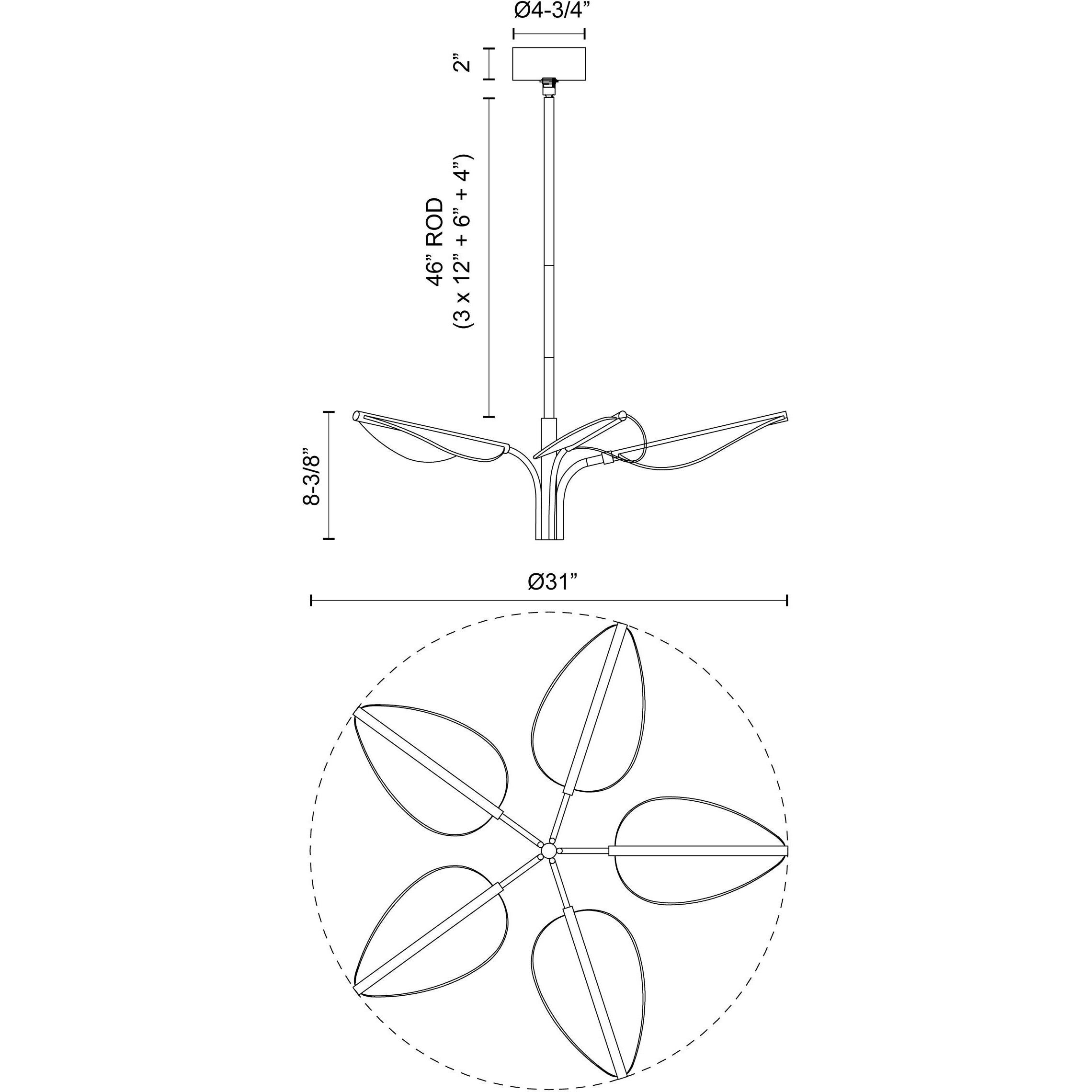 Flora Pendant Ceiling Light in Natural Brass