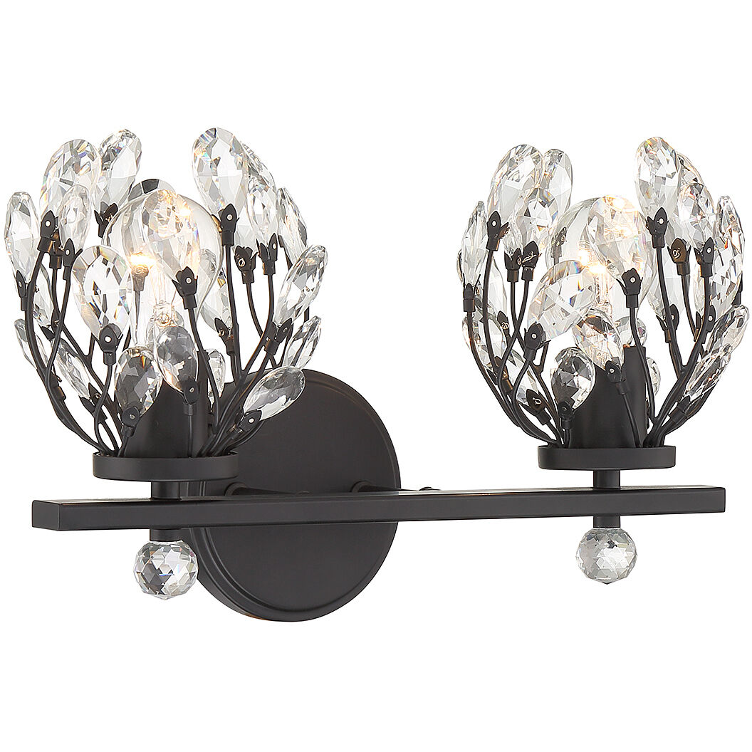 Moreno 2 Light 15.5 inch Black Bathroom Vanity Light Wall Light