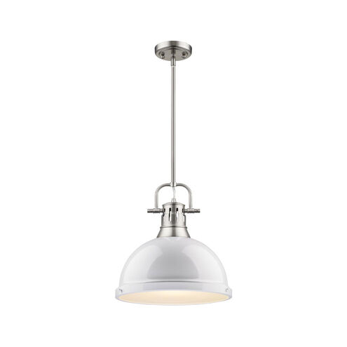 Duncan 1 Light 14 inch Pewter Pendant Ceiling Light in White, Large
