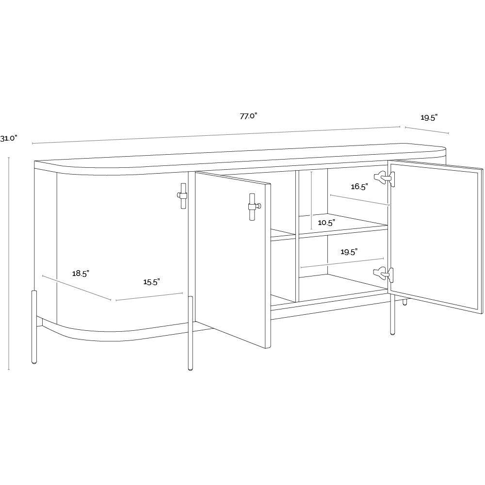 Cataldi 77 X 19.5 inch Cappuccino / Stainless Steel / Brushed Gold Sideboard