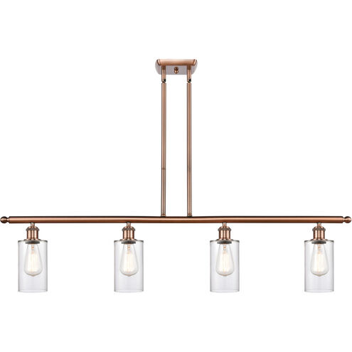Ballston Clymer 4 Light 48 inch Antique Copper Island Light Ceiling Light in Clear Glass, Ballston