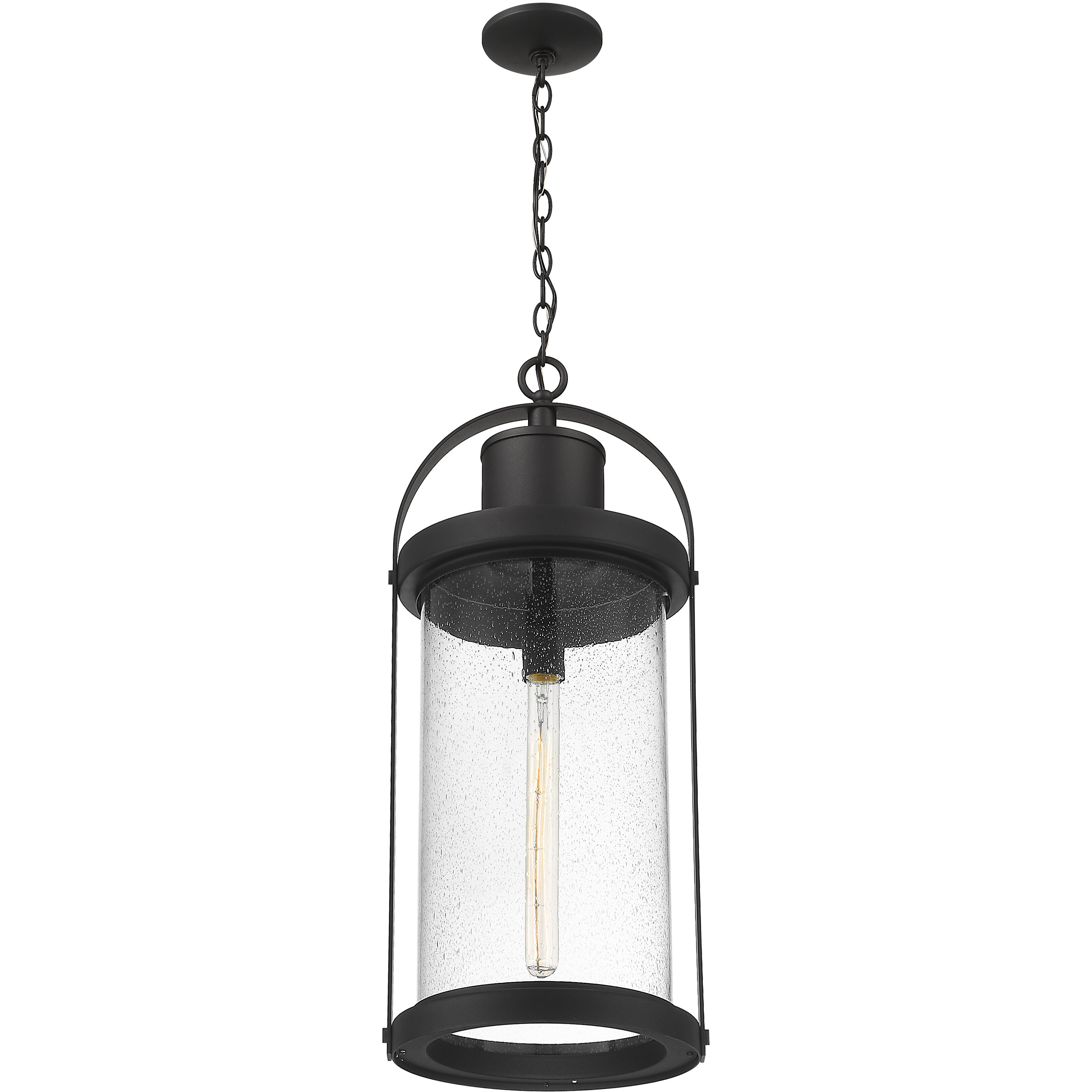 Roundhouse 1 Light 12 inch Black Outdoor Chain Mount Ceiling Fixture