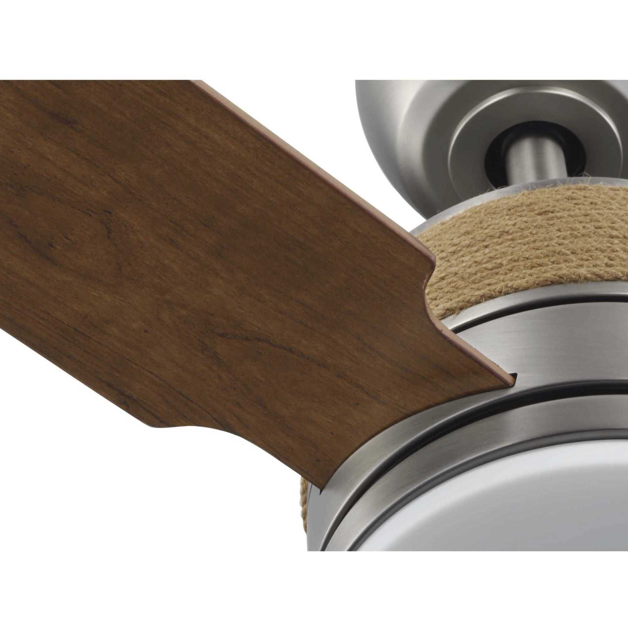 Shaffer II 56 inch Antique Nickel with Classic Walnut/Grey Weathered Wood Blades Ceiling Fan, Progress LED