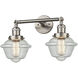 Franklin Restoration Small Oxford 2 Light 8 inch Brushed Satin Nickel Bath Vanity Light Wall Light in Seedy Glass, Franklin Restoration