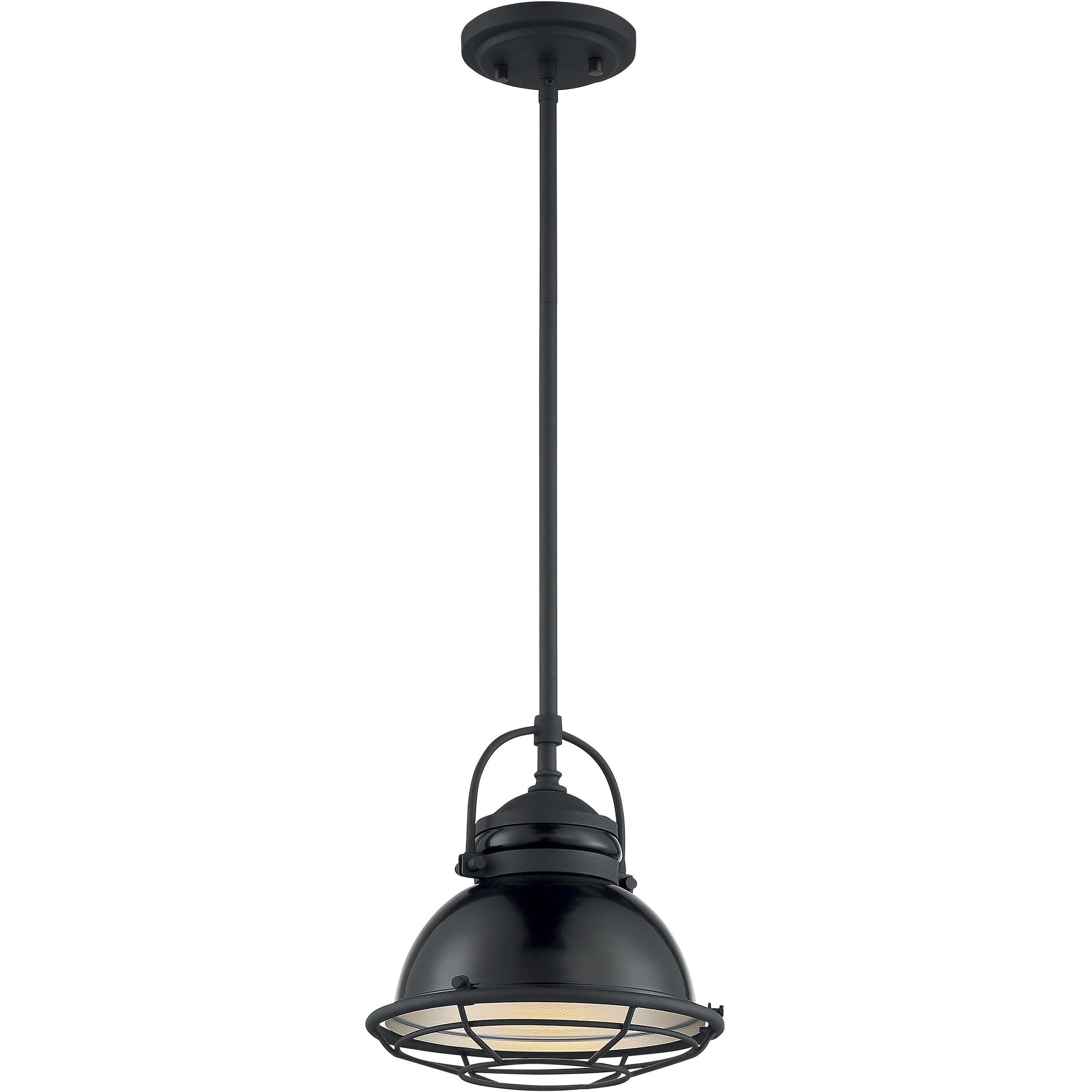 Upton 1 Light 9.75 inch Gloss Black and Silver Pendant Ceiling Light