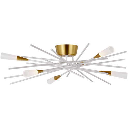 Chapman & Myers Stellar LED 28 inch Matte White and Antique Brass Flush Mount Ceiling Light