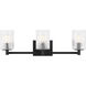 Lando 3 Light 24.63 inch Midnight Black Wall Bath Fixture Wall Light