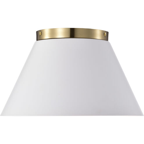 Dover 2 Light 14 inch White/Vintage Brass Flush Ceiling Light