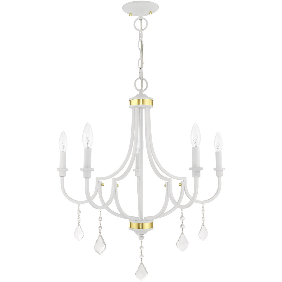 Glendale 5 Light 25 inch White Chandelier Ceiling Light