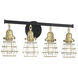 Neighborhood Thatcher 4 Light 26 inch Flat Black/Satin Brass Vanity Light Wall Light in Flat Black and Satin Brass, Neighborhood Collection