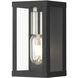 Gaffney 1 Light 8 inch Black with Brushed Nickel Finish Accents Outdoor Wall Lantern in Black with Brushed Nickel Accents, Small