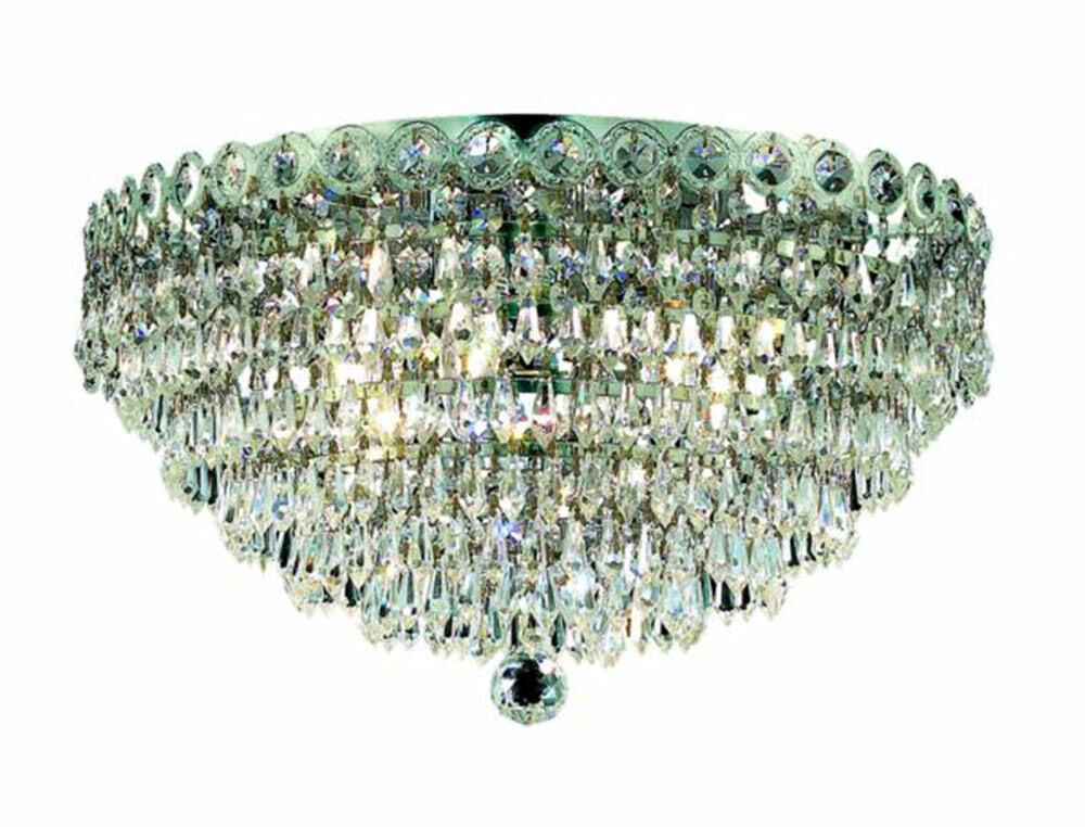 Century 4 Light 14 inch Chrome Flush Mount Ceiling Light in Royal Cut