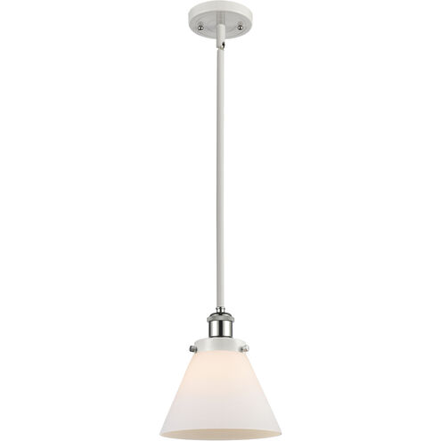 Ballston Large Cone LED 8 inch White and Polished Chrome Pendant Ceiling Light in Matte White Glass