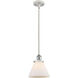 Ballston Large Cone LED 8 inch White and Polished Chrome Pendant Ceiling Light in Matte White Glass