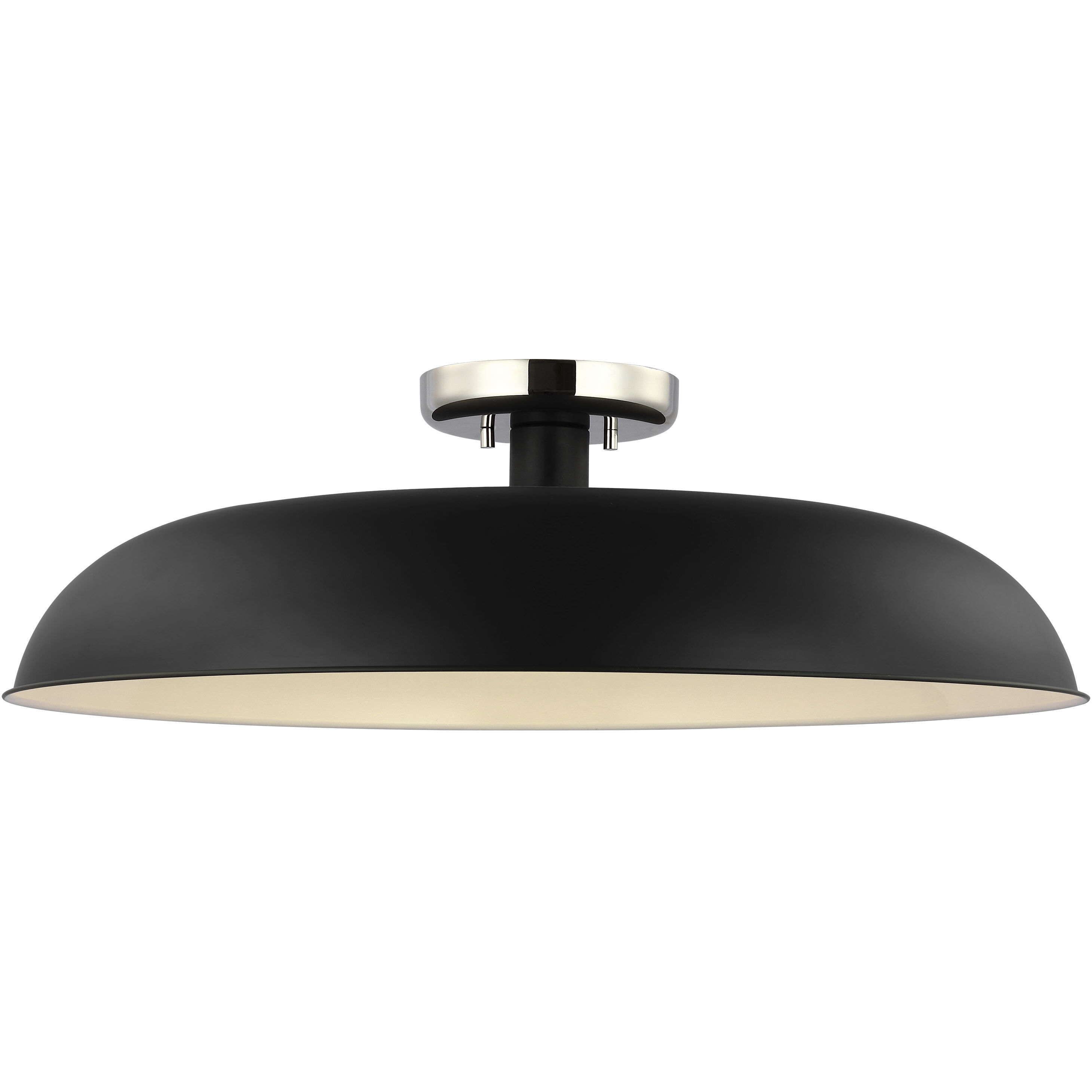 Colony 1 Light 24 inch Matte Black/Polished Nickel Semi Flush Ceiling Light