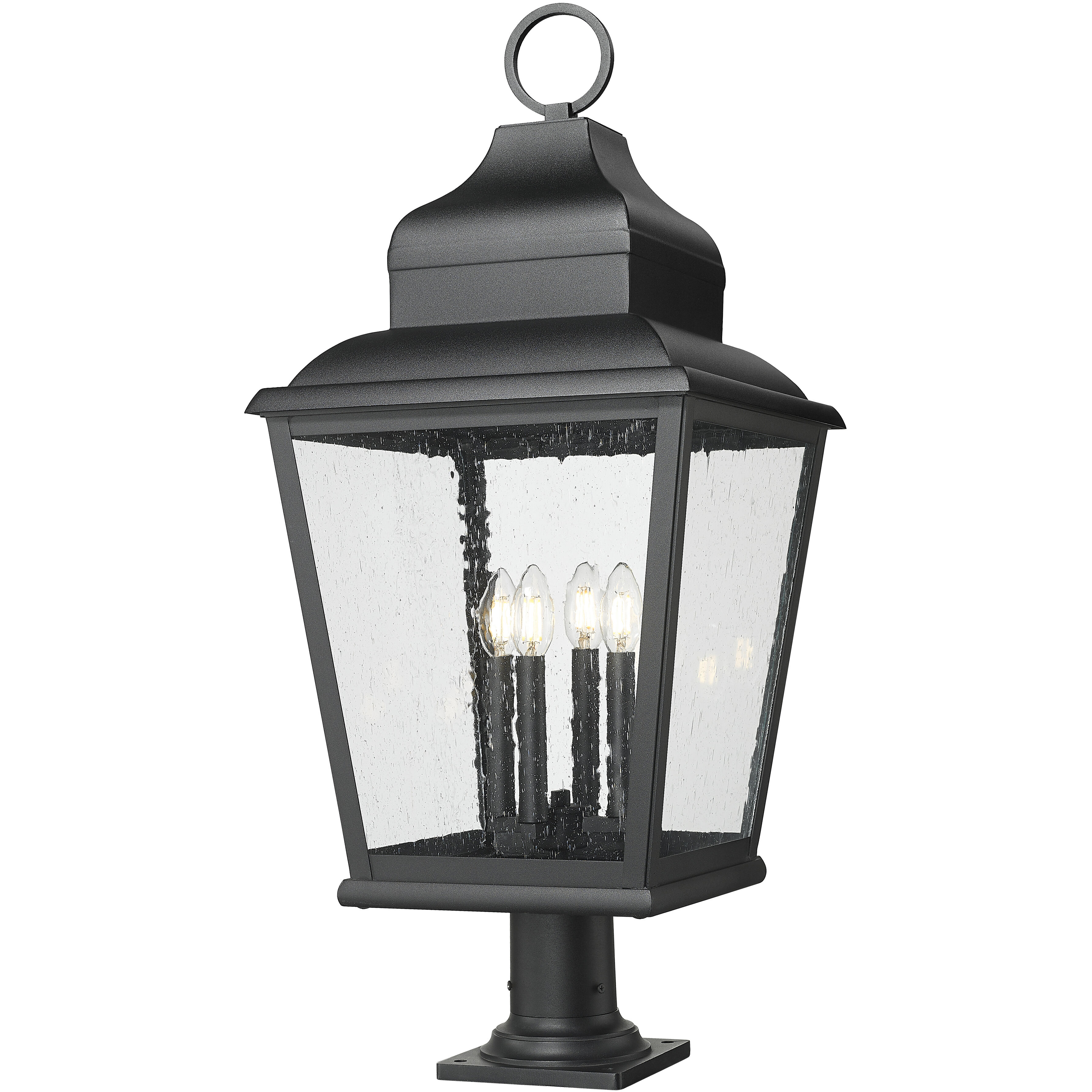 Raphael 4 Light 35 inch Sand Black Outdoor Pier Mounted Fixture in Soft Sand Black