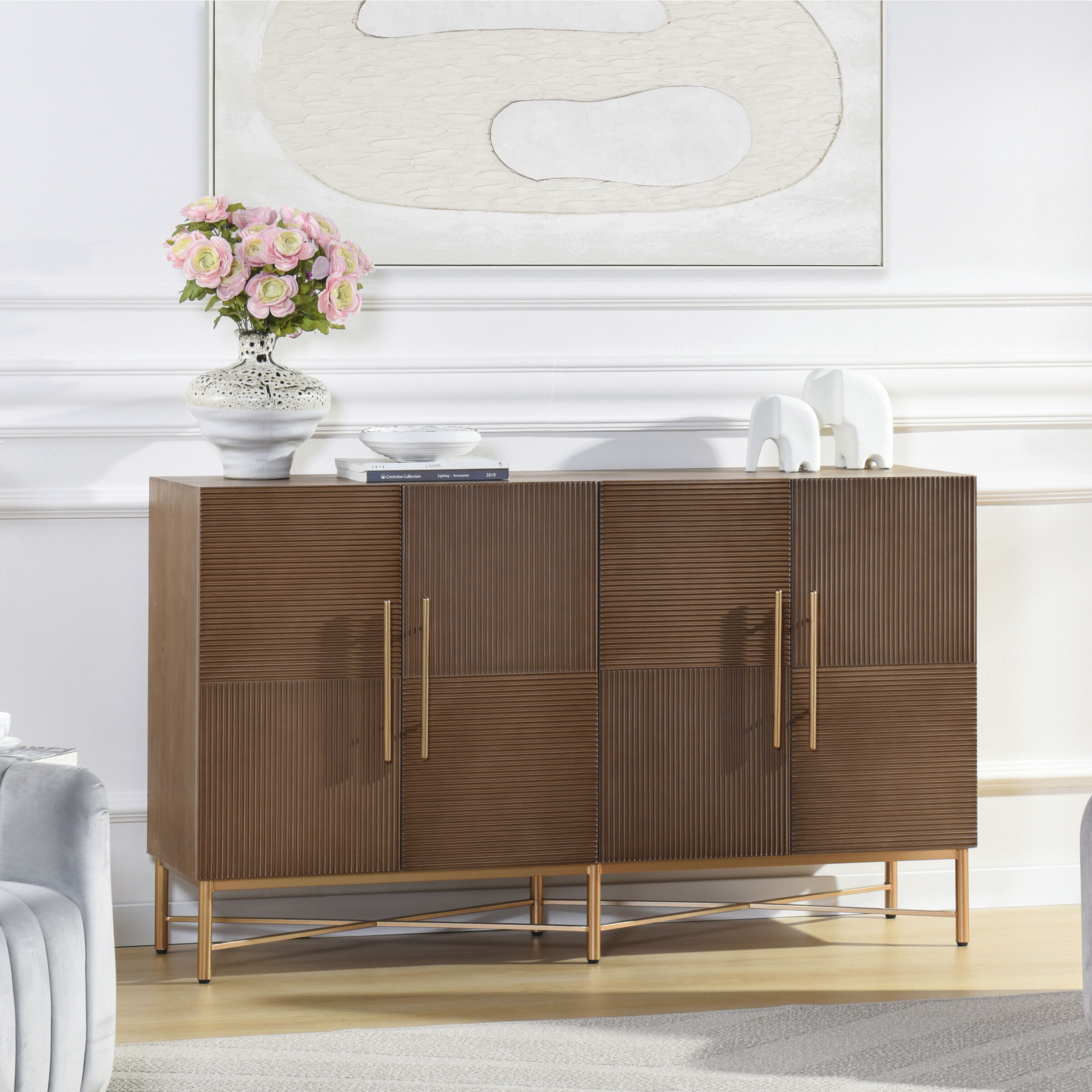 Cameron Dark Natural and Gold Cabinet