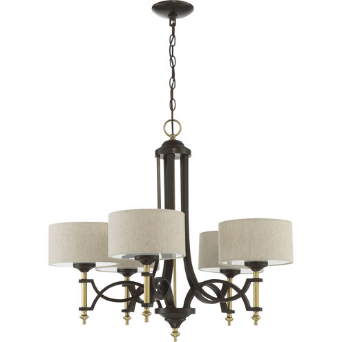 Colonial 5 Light 29 inch Antique Gold/Bronze Chandelier Ceiling Light