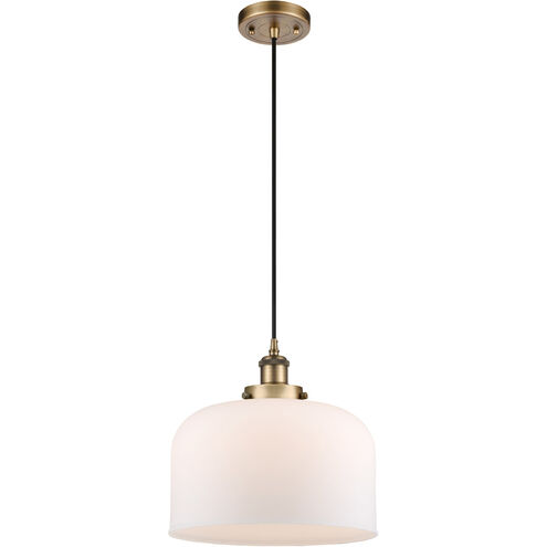 Ballston X-Large Bell 1 Light 12 inch Brushed Brass Mini Pendant Ceiling Light in Matte White Glass