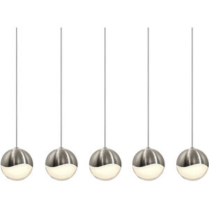 Grapes LED 38 inch Satin Nickel Cluster Pendant Ceiling Light in White Glass