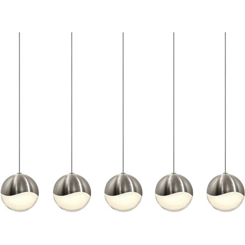 Grapes LED 38 inch Satin Nickel Cluster Pendant Ceiling Light in White Glass