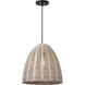 Sean Lavin Norman 1 Light 15.5 inch Midnight Black with Ash Wicker Pendant Ceiling Light