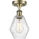 Ballston Cindyrella LED 6 inch Antique Brass Semi-Flush Mount Ceiling Light in Seedy Glass