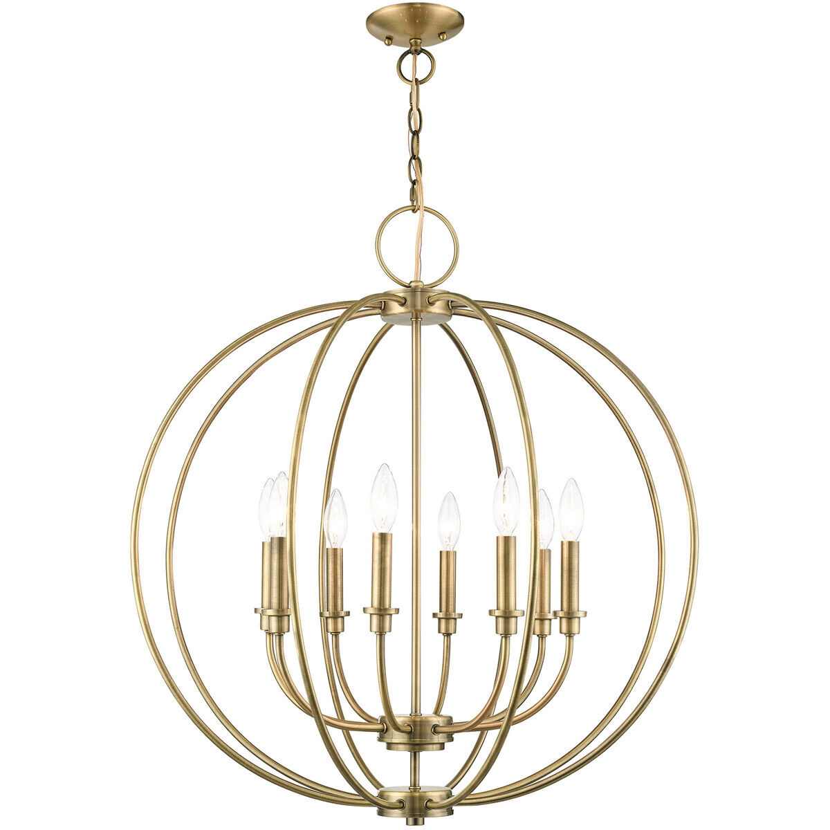 Milania 8 Light 28 inch Antique Brass Chandelier Ceiling Light 