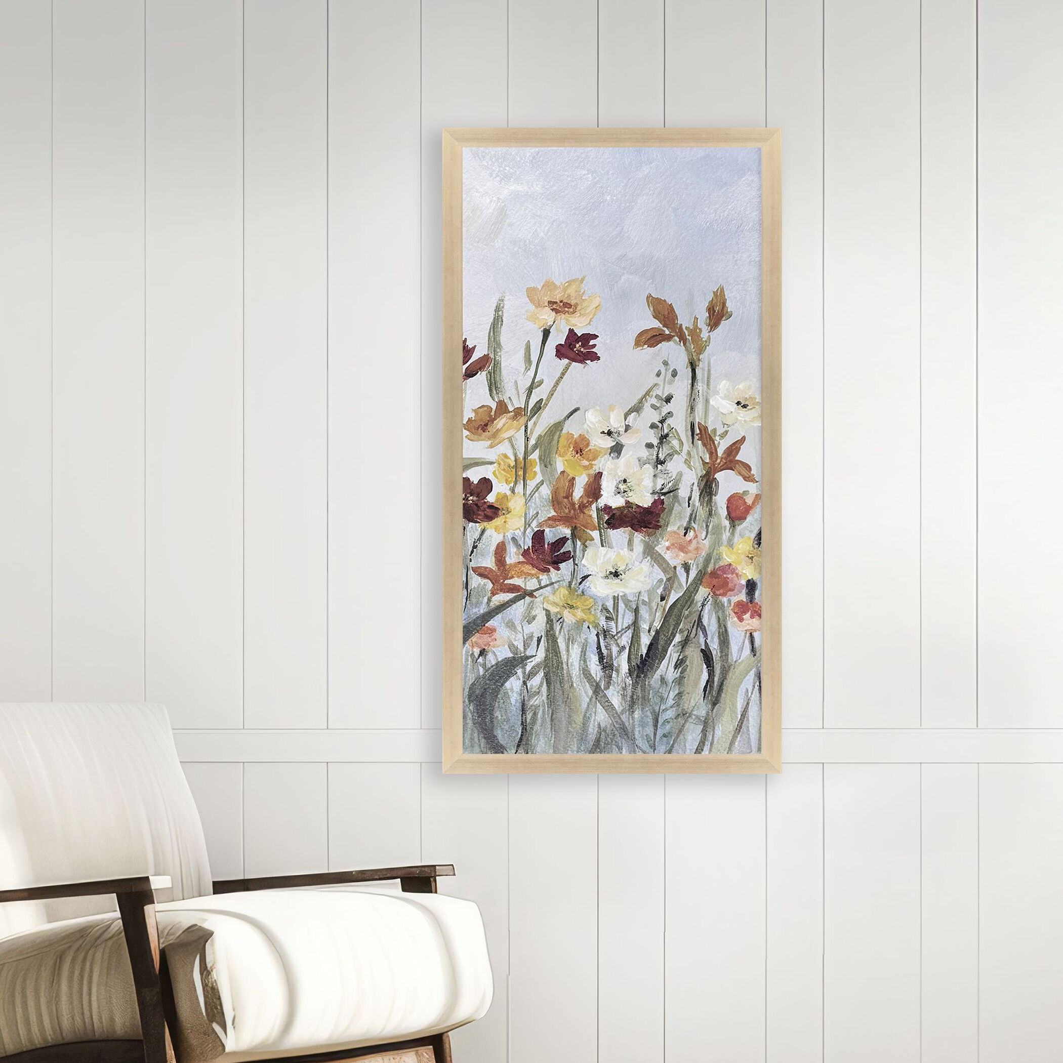 Flourish Wild Flower Green and Blue and Multi and Rust Framed Art