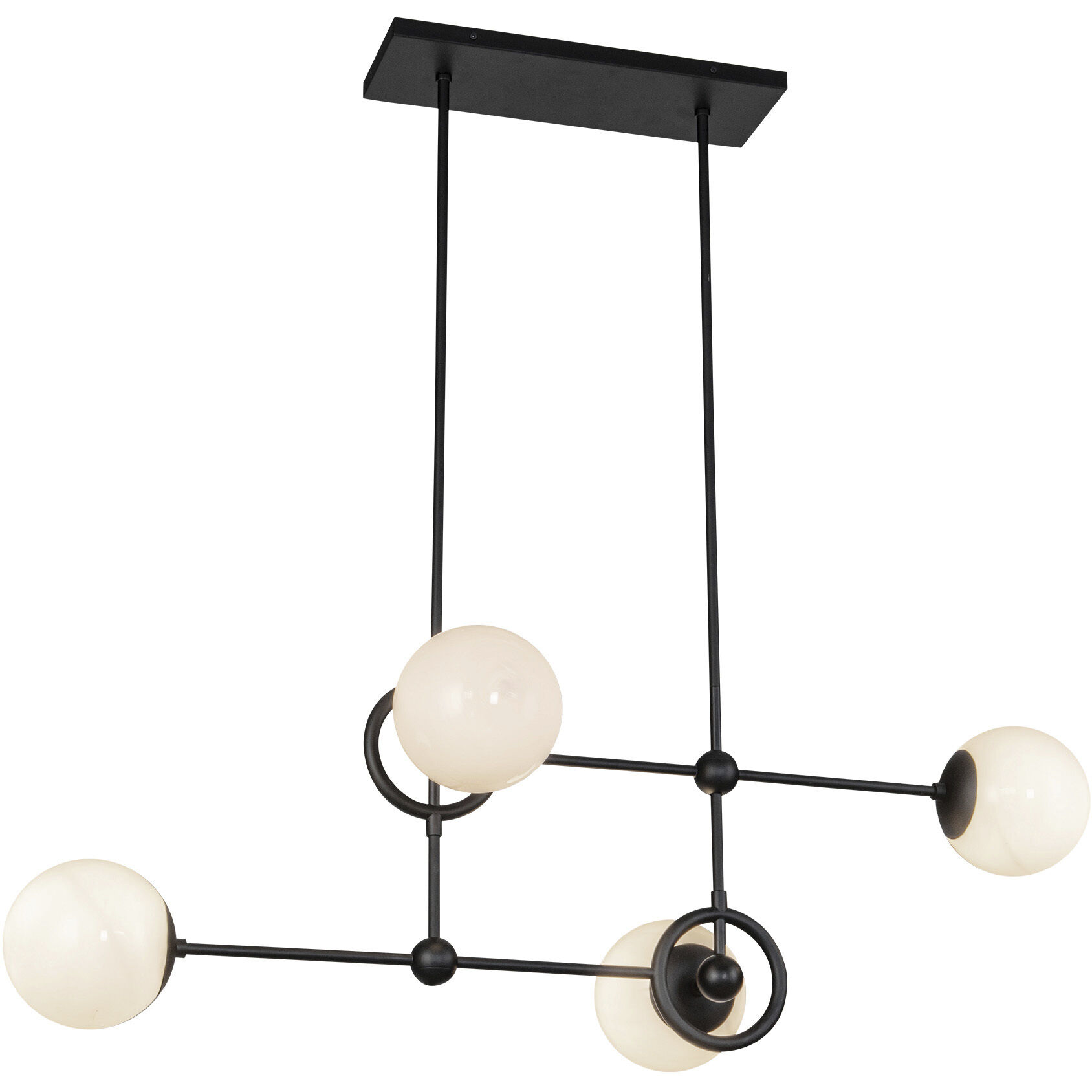 Alora Mood Fiore 4 Light 16.63 inch Matte Black/Glossy Opal Glass Chandelier Ceiling Light