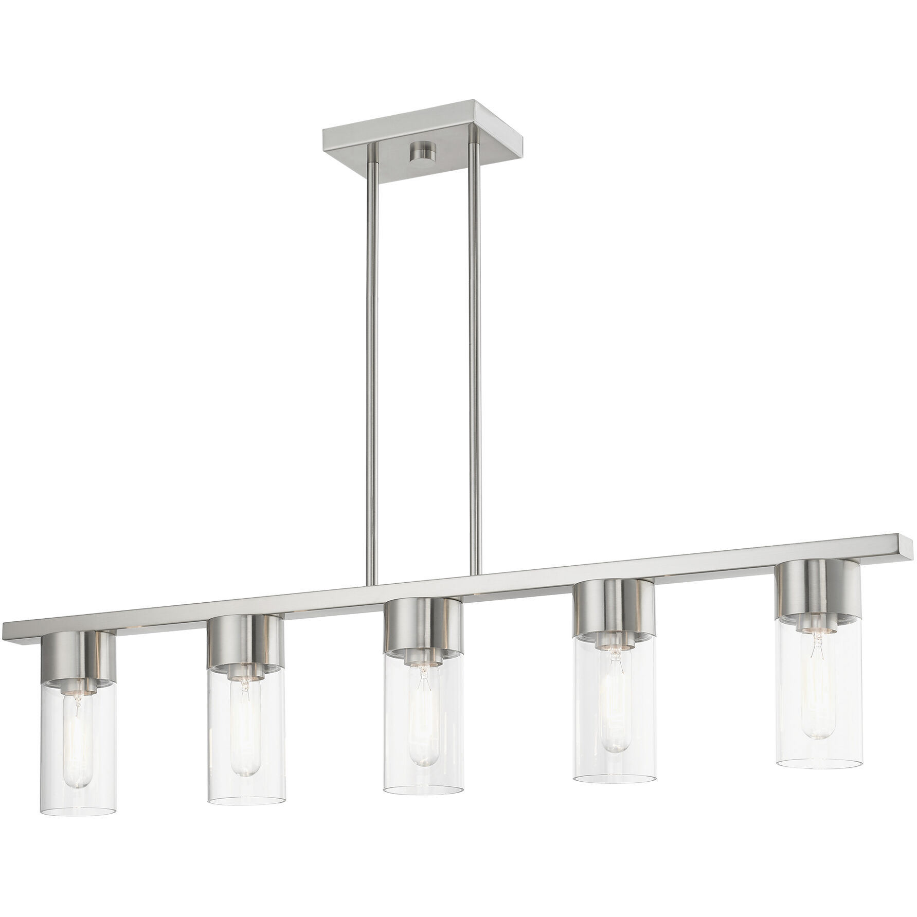 Carson 5 Light 40 inch Brushed Nickel Linear Chandelier Ceiling Light
