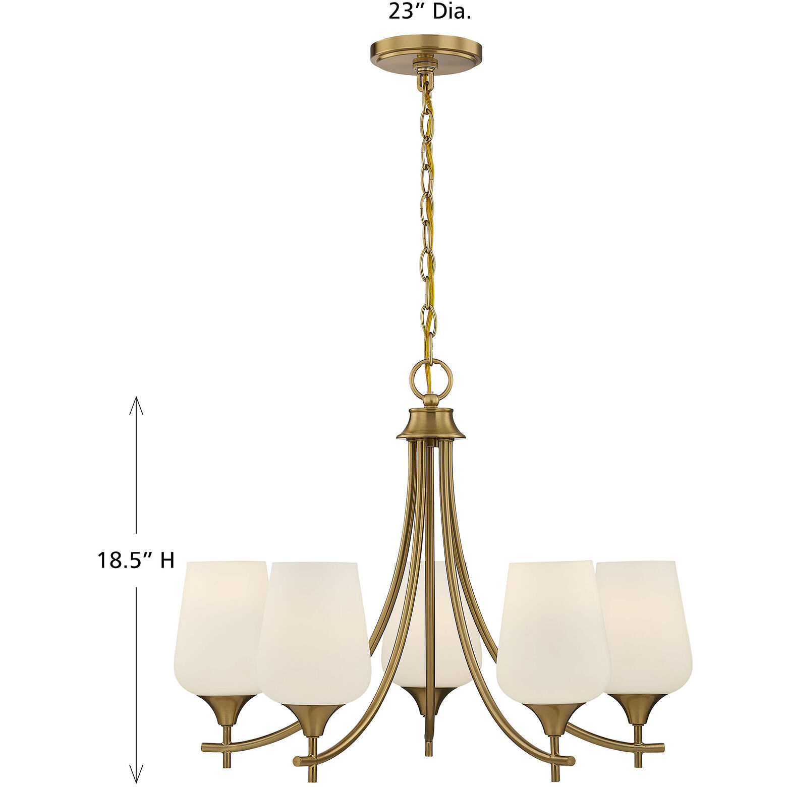 Octave 5 Light Warm Brass Chandelier Ceiling Light, Essentials