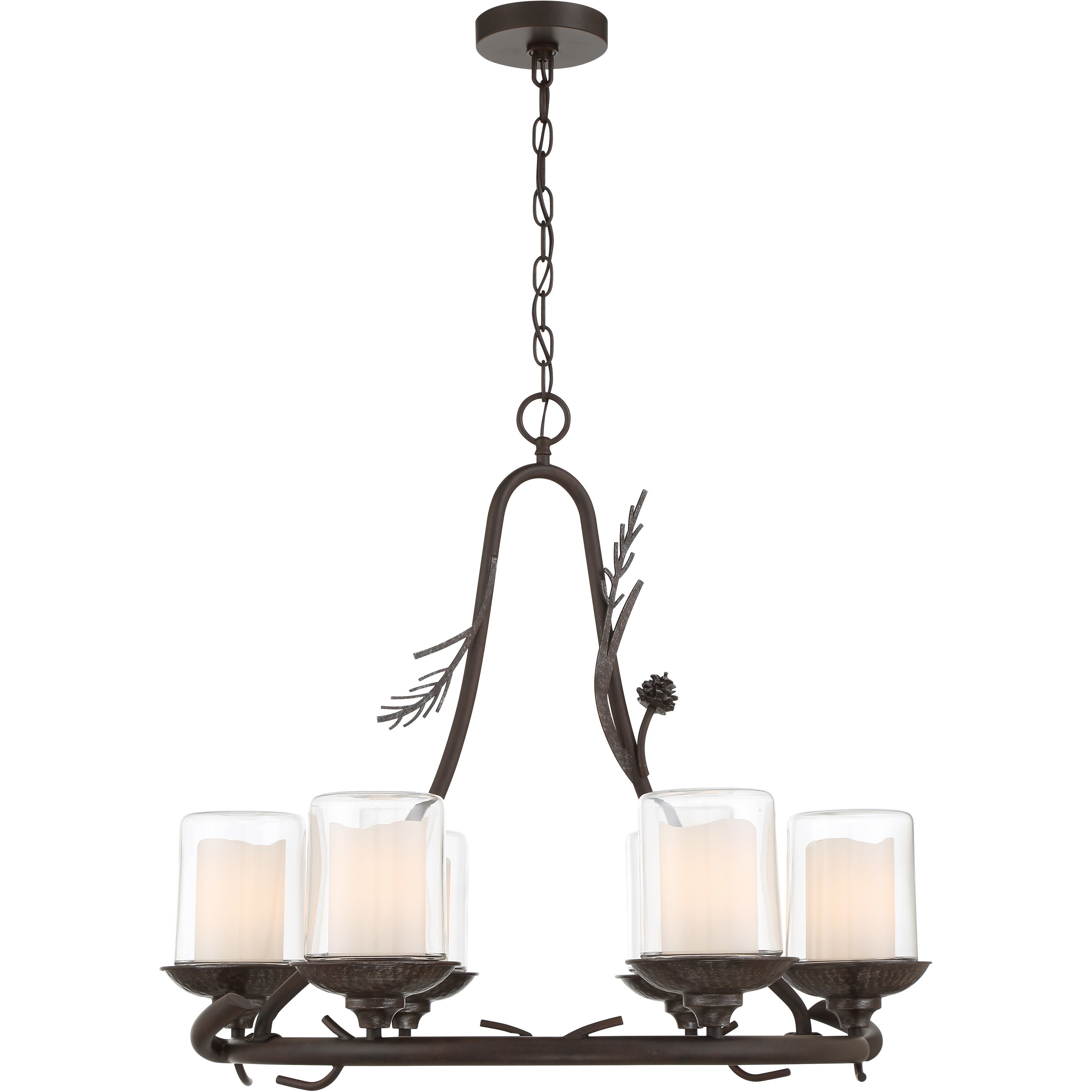 Ponderosa Ridge 6 Light 28 inch Weathered Spruce/Silver Highlights Chandelier Ceiling Light