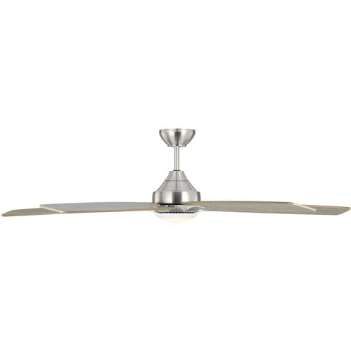Lowden 60 Smart LED 60 inch Brushed Steel with Silver/Light Grey Weathered Oak reversible blades Indoor/Outdoor Smart Ceiling Fan