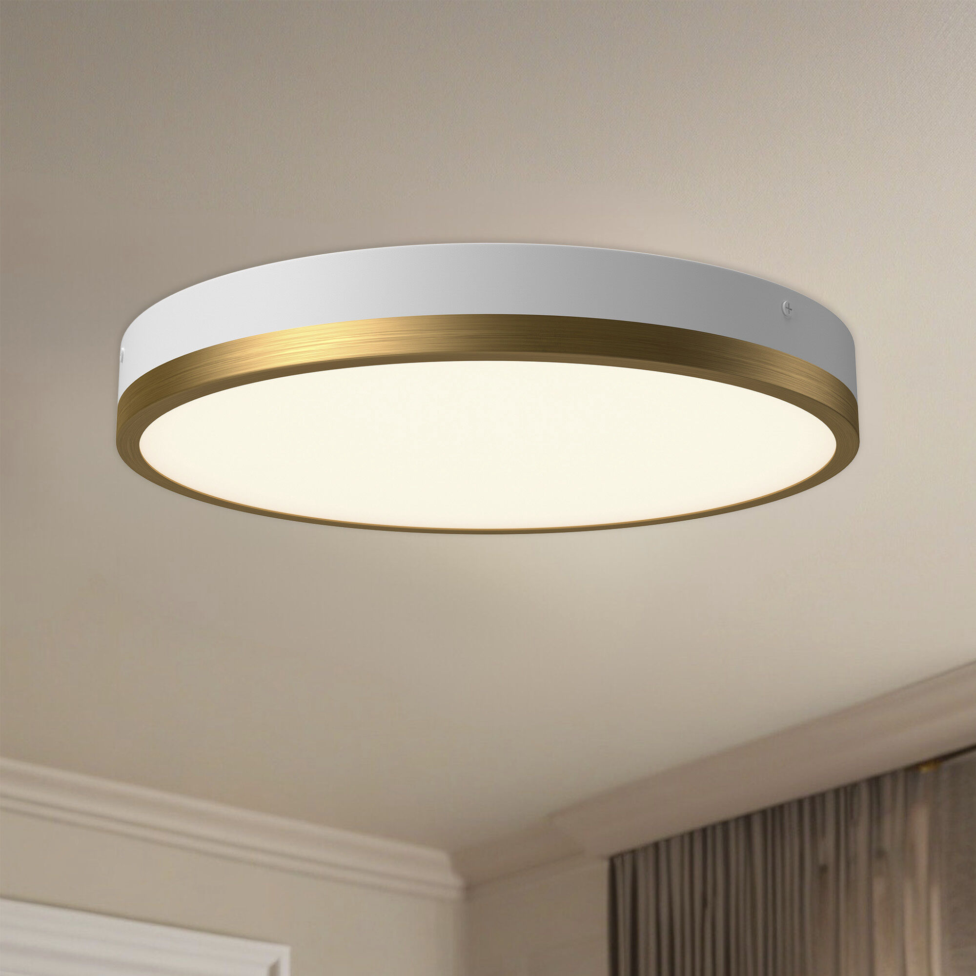 Alora Mood Adelaide LED 15 inch Aged Gold/White Flush Mount Ceiling Light in Aged Gold and White