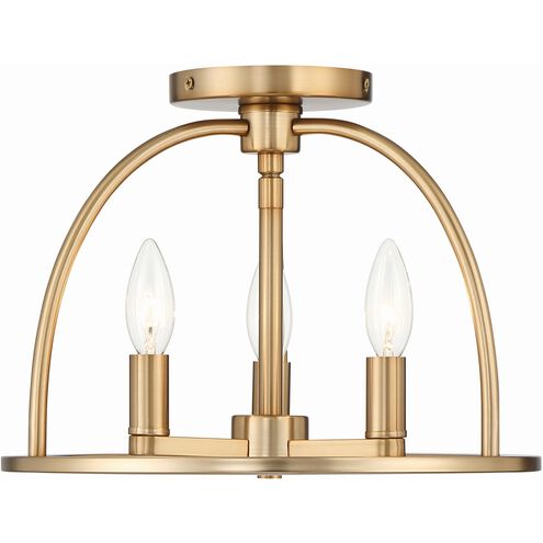 Abbott 3 Light 13.75 inch Vibrant Gold Semi Flush Ceiling Light