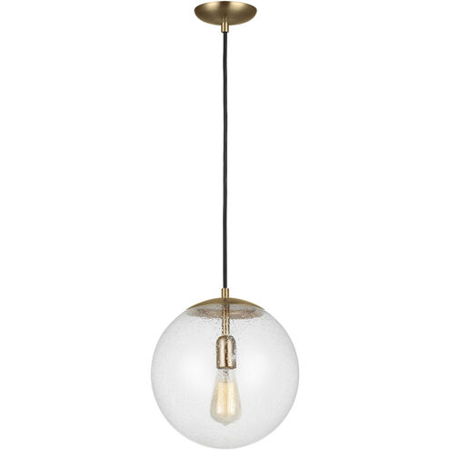 Leo - Hanging Globe 1 Light 12 inch Satin Brass Pendant Ceiling Light