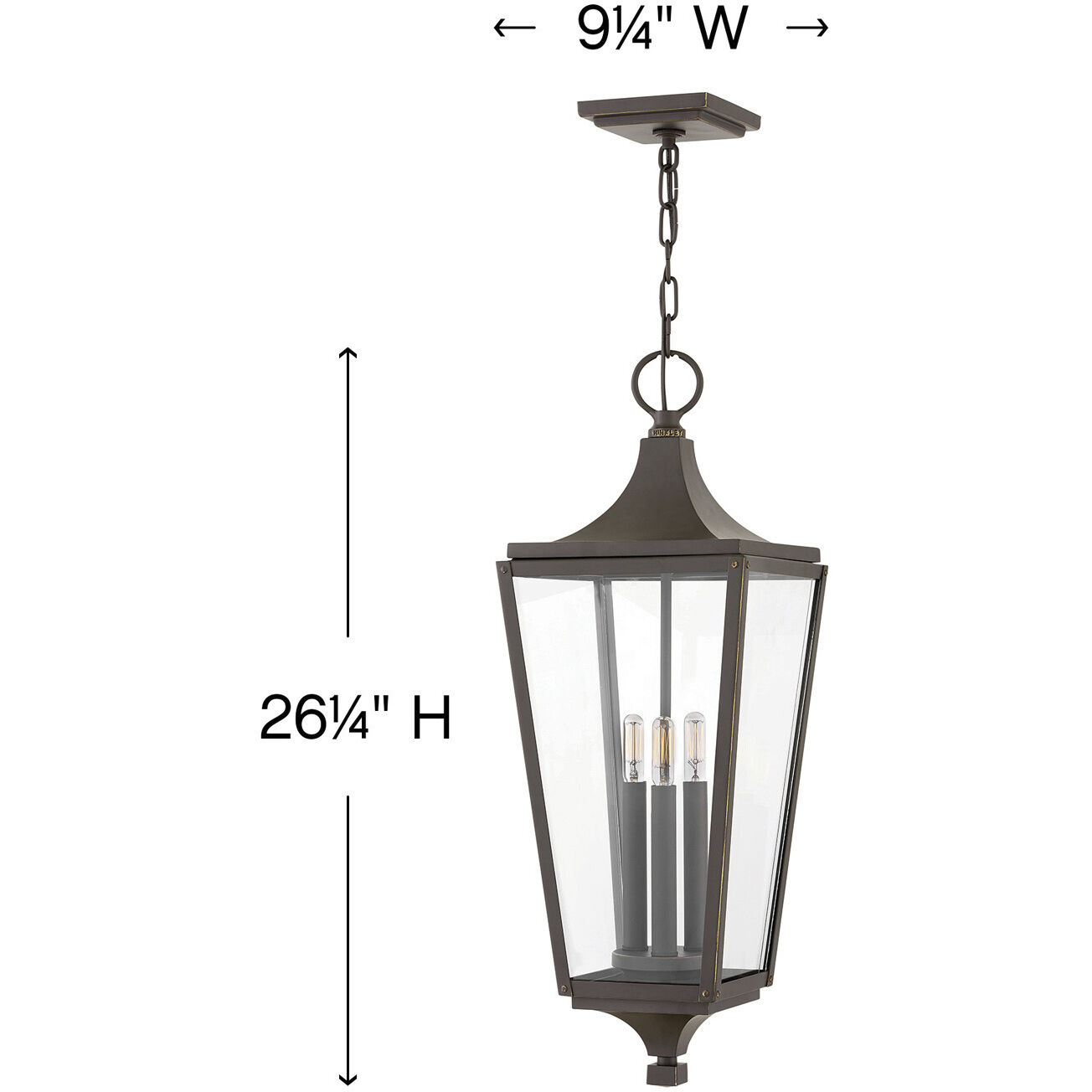 Jaymes 3 Light 9.25 inch Oil Rubbed Bronze Outdoor Hanging Lantern