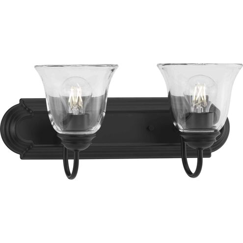 Clear Glass 2 Light 18 inch Matte Black Vanity Light Wall Light