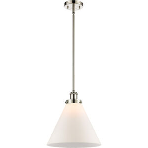 Ballston X-Large Cone LED 8 inch Polished Nickel Pendant Ceiling Light in Matte White Glass