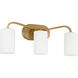 Rutherford 3 Light 22.75 inch Brushed Brass Vanity Light Wall Light