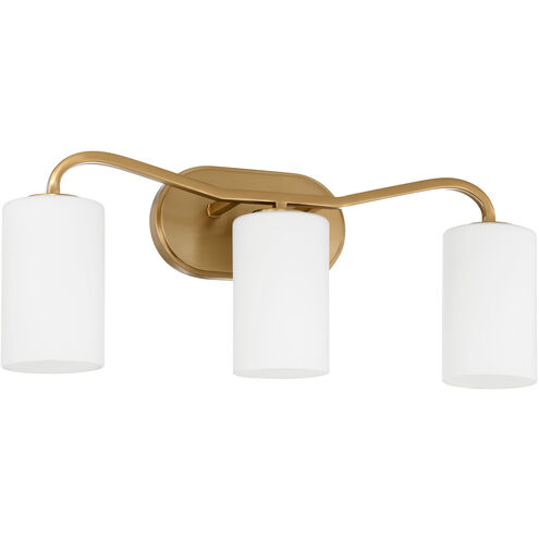 Rutherford 3 Light 22.75 inch Brushed Brass Vanity Light Wall Light