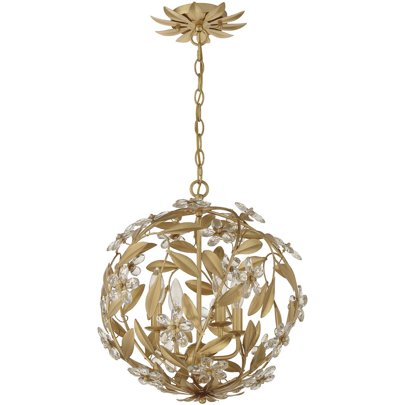 Marselle 4 Light 16.5 inch Antique Gold Mini Chandelier Ceiling Light