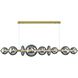 Atomo Linear Chandelier Ceiling Light in Gold, Smoke