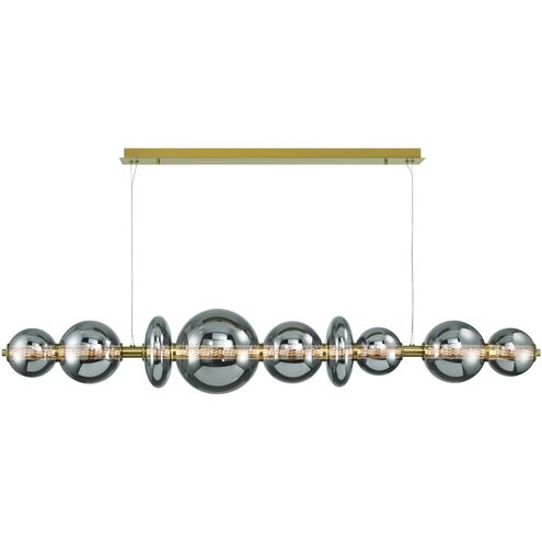 Atomo Linear Chandelier Ceiling Light in Gold, Smoke