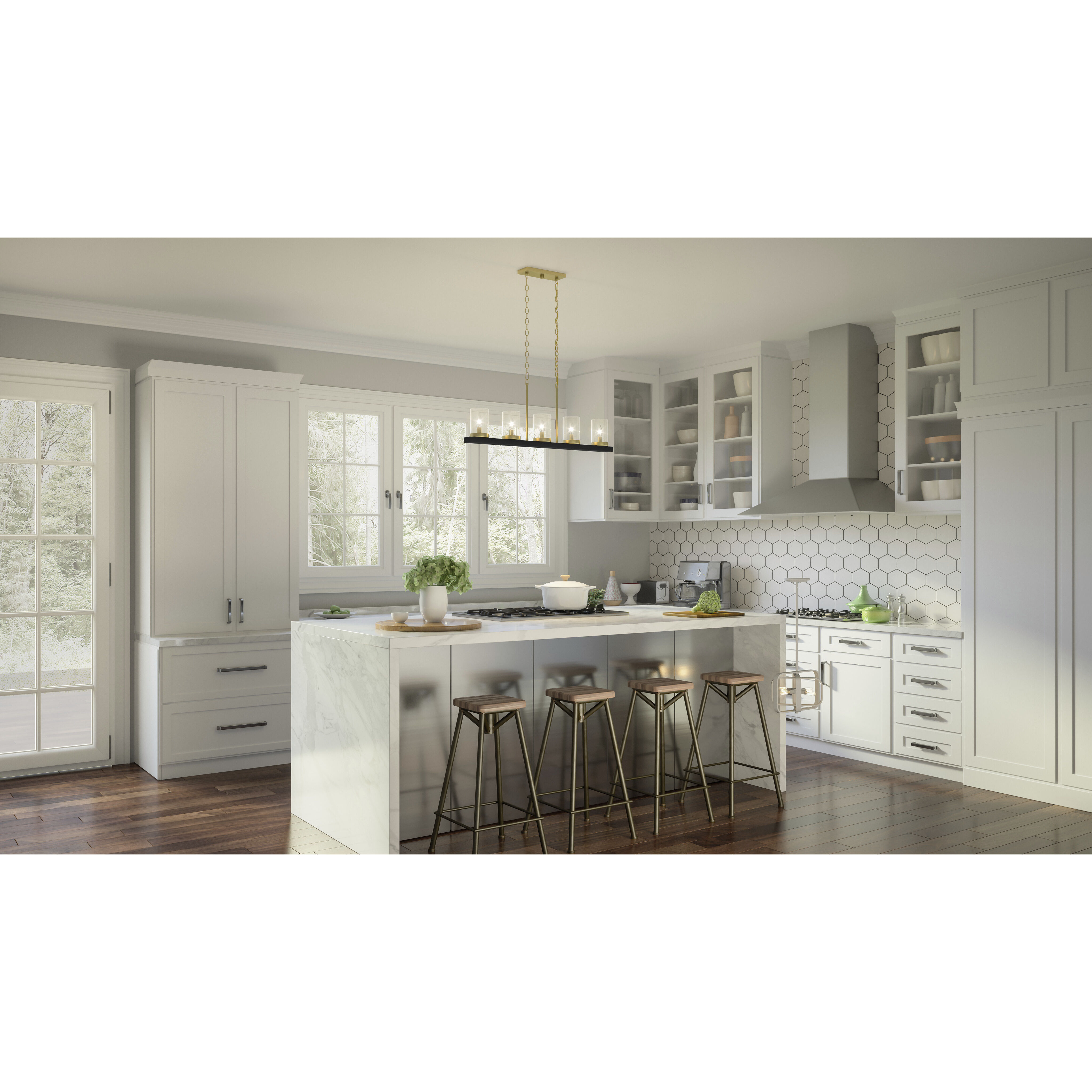 Greeley 5 Light 39 inch Matte Black Island Light Ceiling Light