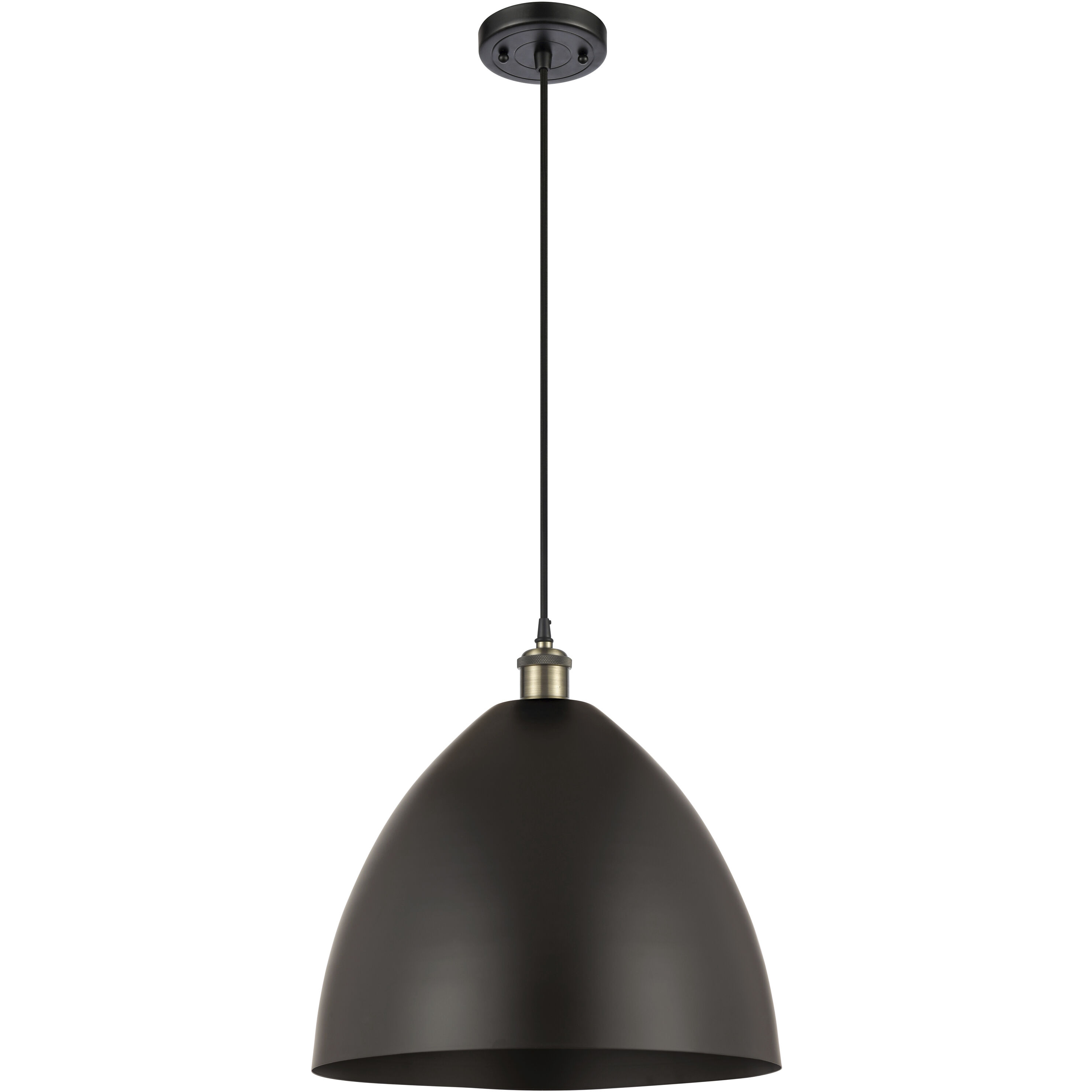 Ballston Dome LED 16 inch Black Antique Brass Mini Pendant Ceiling Light