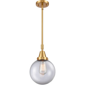 Franklin Restoration Beacon LED 8 inch Satin Gold Mini Pendant Ceiling Light in Clear Glass