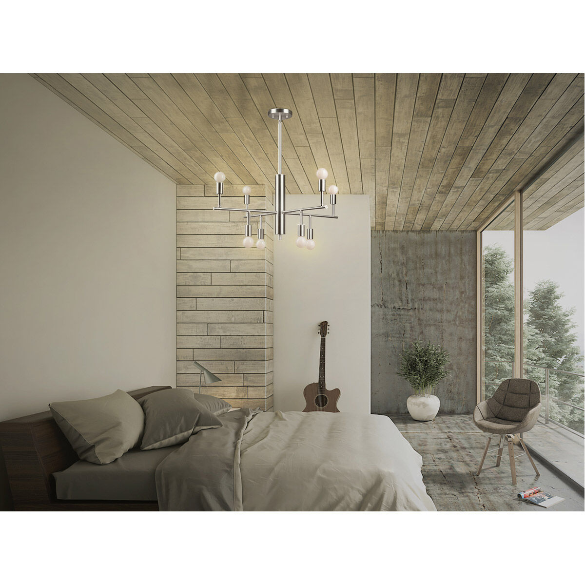 Signature 8 Light 28 inch Brushed Nickel Chandelier Ceiling Light