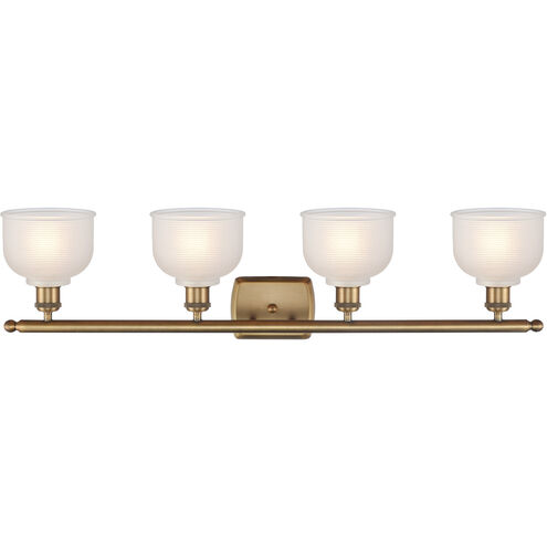Ballston Dayton 4 Light 36 inch Brushed Brass Bath Vanity Light Wall Light in White Glass, Ballston